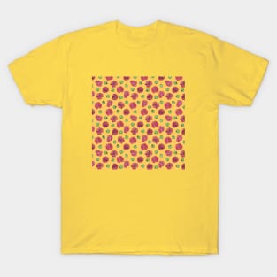 Poppies flowers and seeds pattern - Yellow T-Shirt